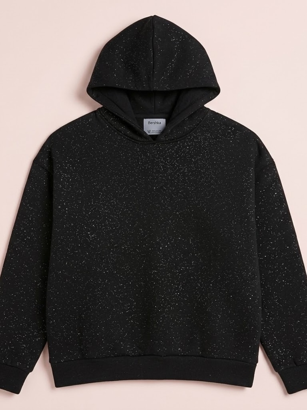 NWT Bershka Black Sparkle Glitter Hoodie